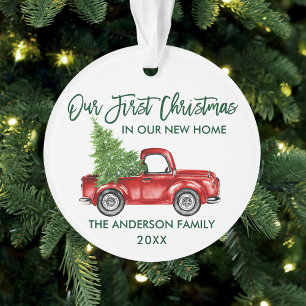 Grüne Pinsel Schrift Erstes Weihnachten Neues Zuha Ornament