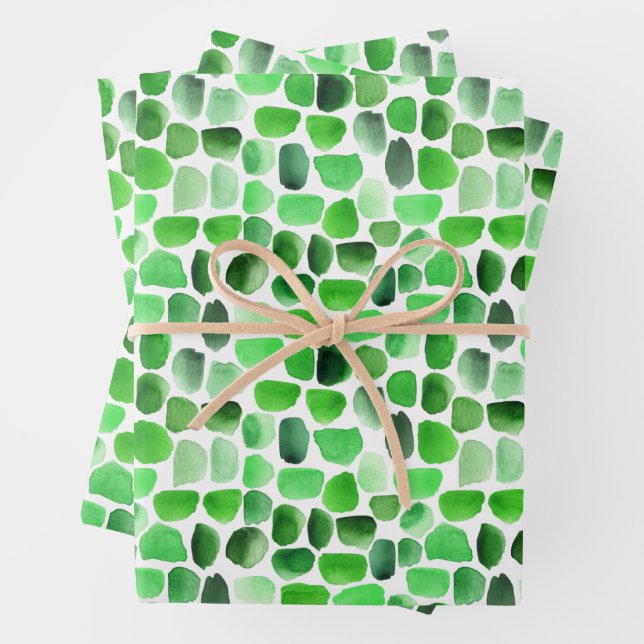 Grüne Pinselstriche Geschenkpapier Set (Beispiel)