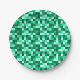 Grüne Pixel-Geschenkkarte, Minecraft inspirierter  Pappteller