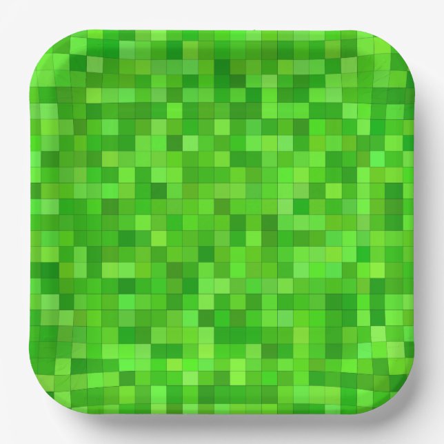 Grüne Pixel Pappteller (Vorderseite)