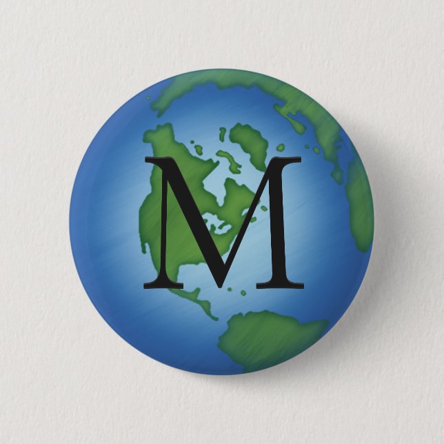 Grüne Planet Erde Umwelt Monogrammatikalisch Button (Vorderseite)