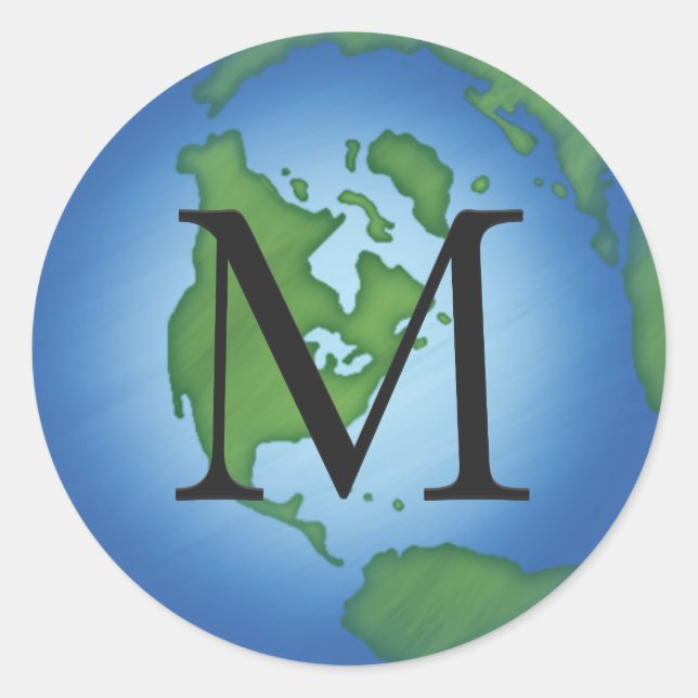 Grüne Planet Erde Umwelt Monogrammatikalisch Runder Aufkleber (Vorderseite)