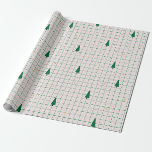 Grüne Plätze mit Weihnachtsbäumen auf Weiß Geschenkpapier