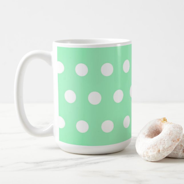 Grüne Poka-Punkte Kaffeetasse (Mit Donut)