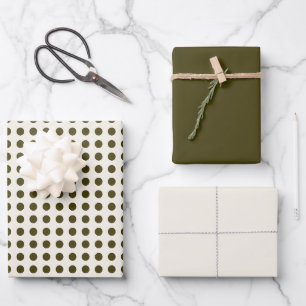 Grüne Polka-Dosen aus Olivenöl und die Farbe der A Geschenkpapier Set
