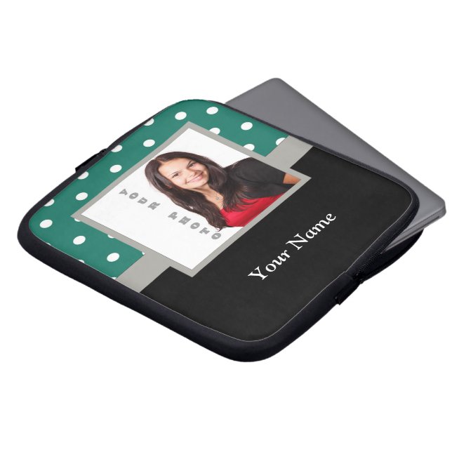 Grüne Polka-Dot-Vorlage Laptopschutzhülle (Vorne Oben)