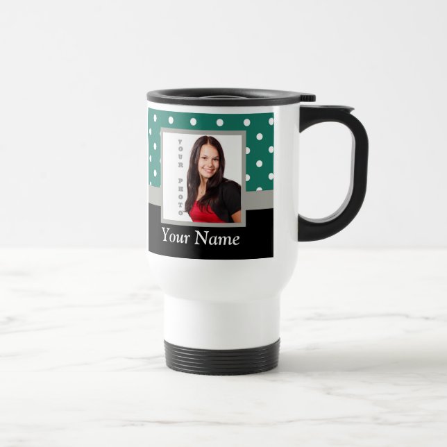 Grüne Polka-Dot-Vorlage Reisebecher (Rechts)