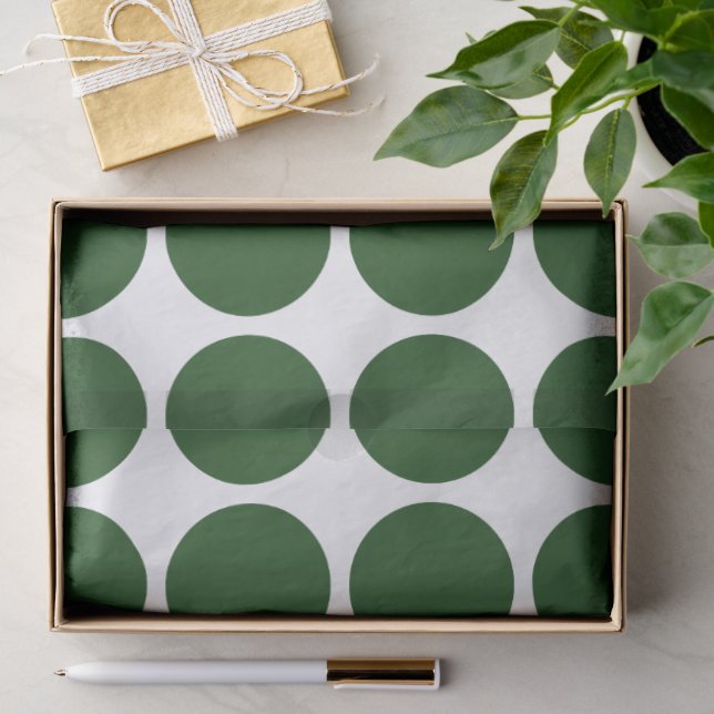 Grüne Polka Dots zum Weißzettel Seidenpapier (Geschenk)