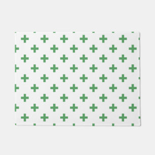 Grüne Polka kreuzt auf Weiß Fußmatte