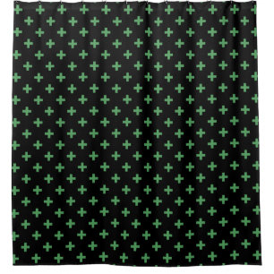 Grüne Polka kreuzt schwarz Duschvorhang