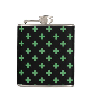 Grüne Polka kreuzt schwarz Flachmann
