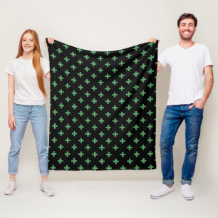 Grüne Polka kreuzt schwarz Fleecedecke