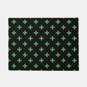 Grüne Polka kreuzt schwarz Fußmatte