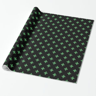Grüne Polka kreuzt schwarz Geschenkpapier