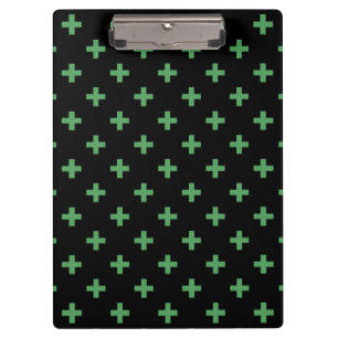 Grüne Polka kreuzt schwarz Klemmbrett