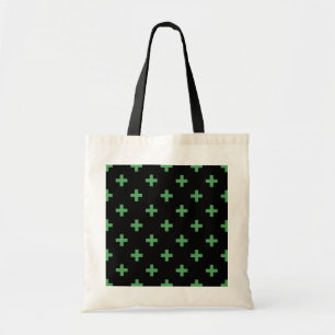 Grüne Polka kreuzt schwarz Tragetasche