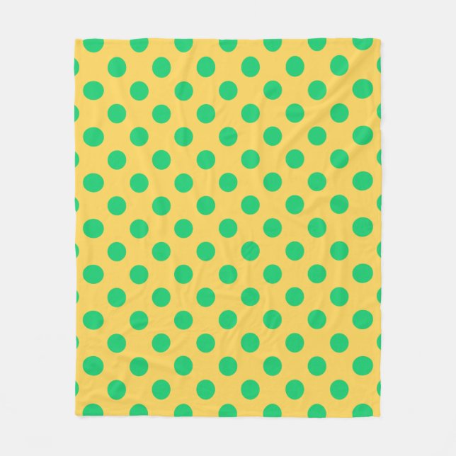 Grüne Polka-Punkte auf Gelb Fleecedecke (Vorderseite)