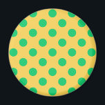 Grüne Polka-Punkte auf Gelb Magnet<br><div class="desc">Grüne Polka-Punkte auf Gelb</div>