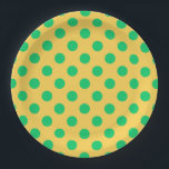 Grüne Polka-Punkte auf Gelb Pappteller<br><div class="desc">Grüne Polka-Punkte auf Gelb</div>
