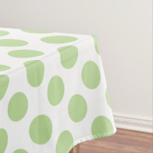 Grüne Polka-Punkte auf Weiß Tischdecke
