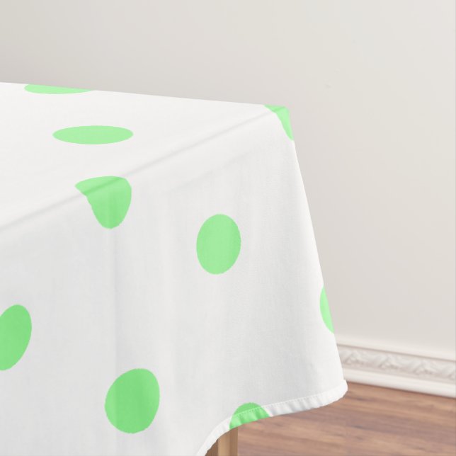 Grüne Polka-Punkte für WeißMinze Tischdecke (Beispiel)