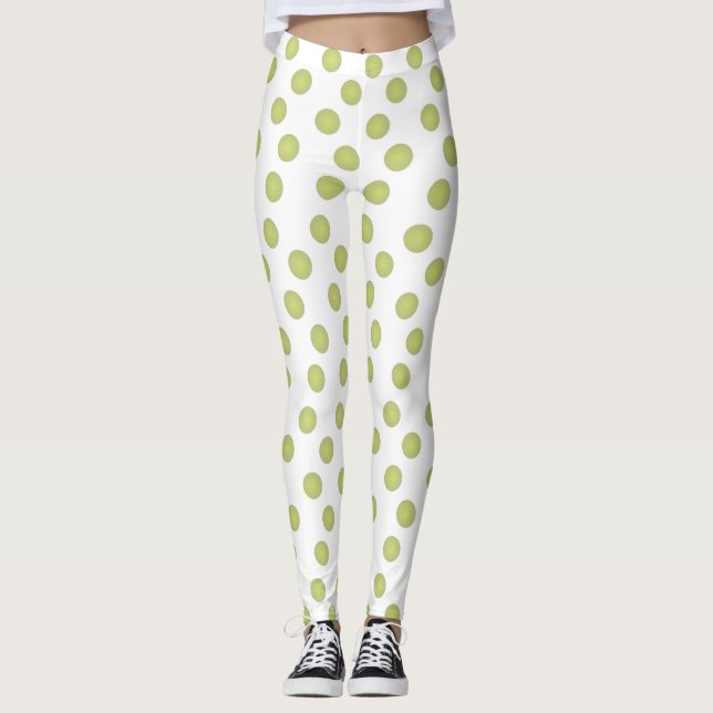 Grüne Polka-Punkte Leggings (Vorderseite)
