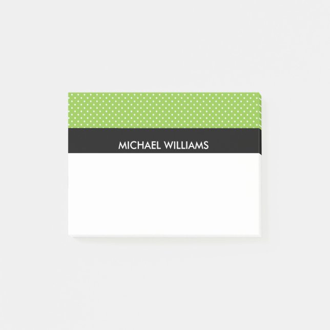 Grüne Polka Punkte mit schwarzen Streifen Post-it Klebezettel (Vorderseite)