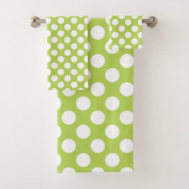 Grüne Polka-Punkte, Polka-Dot-Muster, Punkte, gepu Badhandtuch Set