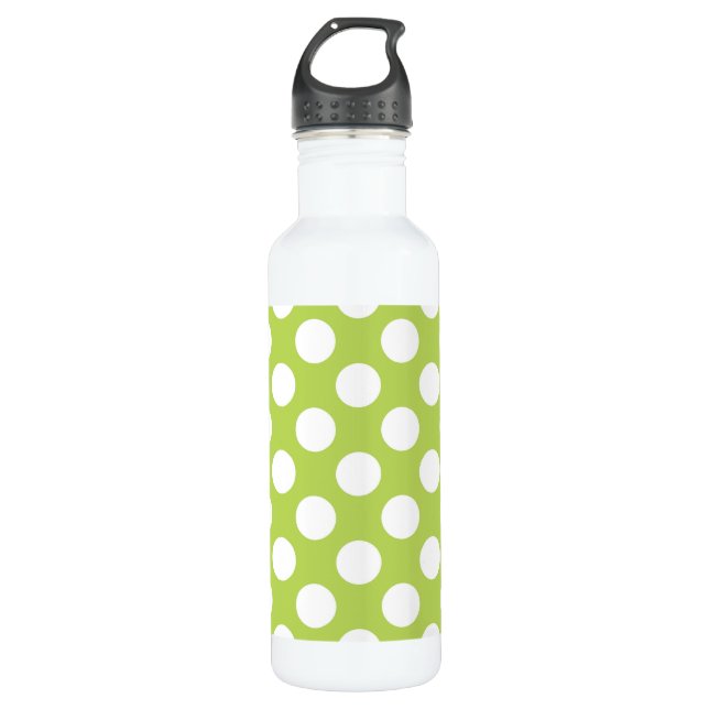 Grüne Polka-Punkte, Polka-Dot-Muster, Punkte, gepu Edelstahlflasche (Vorderseite)