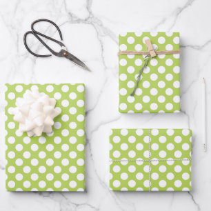 Grüne Polka-Punkte, Polka-Dot-Muster, Punkte, gepu Geschenkpapier Set