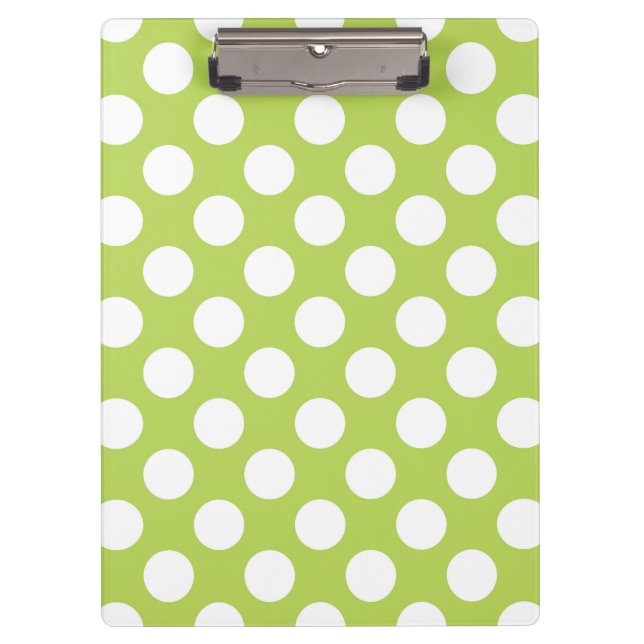 Grüne Polka-Punkte, Polka-Dot-Muster, Punkte, gepu Klemmbrett (Vorderseite)