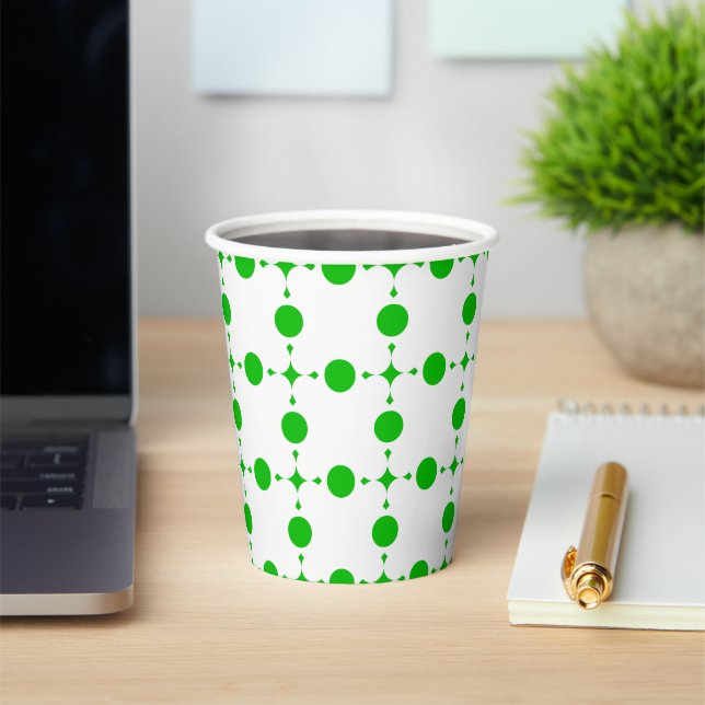 Grüne Polka-Punkte, Polka-Dot-Muster, Punkte, gepu Pappbecher (InSitu)
