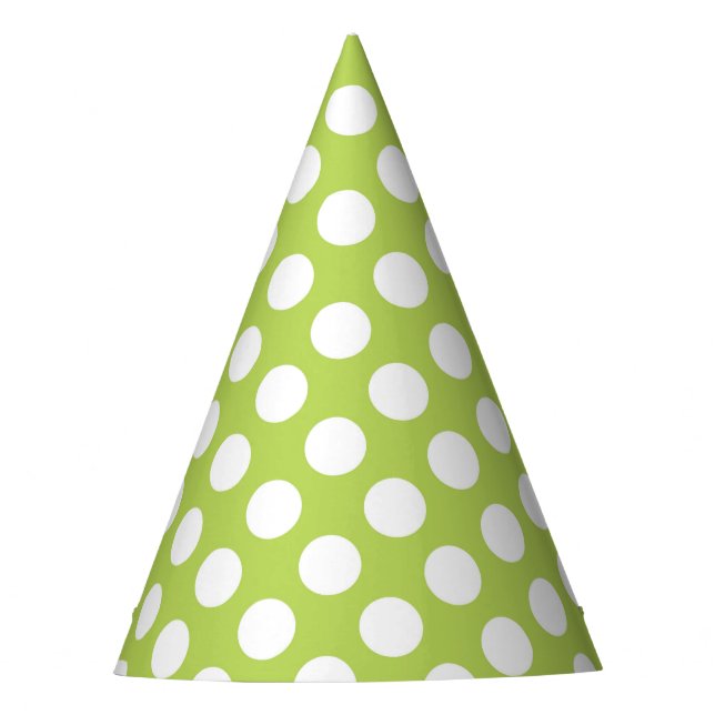 Grüne Polka-Punkte, Polka-Dot-Muster, Punkte, gepu Partyhütchen (Vorderseite)