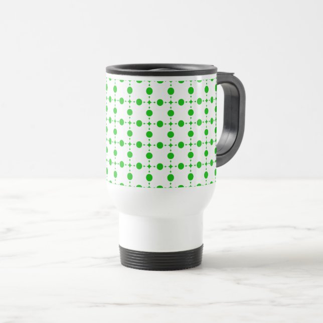 Grüne Polka-Punkte, Polka-Dot-Muster, Punkte, gepu Reisebecher (VorderseiteRechts)