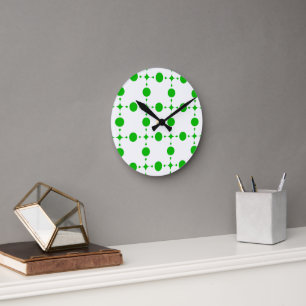 Grüne Polka-Punkte, Polka-Dot-Muster, Punkte, gepu Runde Wanduhr