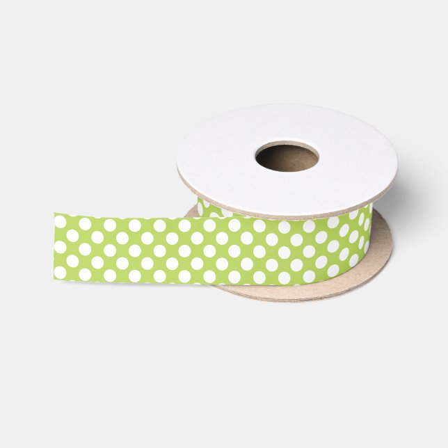 Grüne Polka-Punkte, Polka-Dot-Muster, Punkte, gepu Satinband (Spule)
