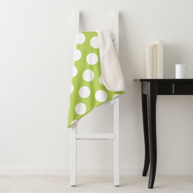 Grüne Polka-Punkte, Polka-Dot-Muster, Punkte, gepu Sherpadecke (Beispiel)