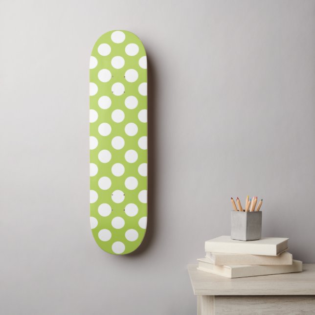Grüne Polka-Punkte, Polka-Dot-Muster, Punkte, gepu Skateboard (Wandkunst)