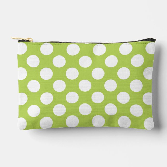Grüne Polka-Punkte, Polka-Dot-Muster, Punkte, gepu Zubehörtasche (Vorderseite)