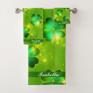 Grüne populäre St Patrick's Day Clover Collection Badhandtuch Set