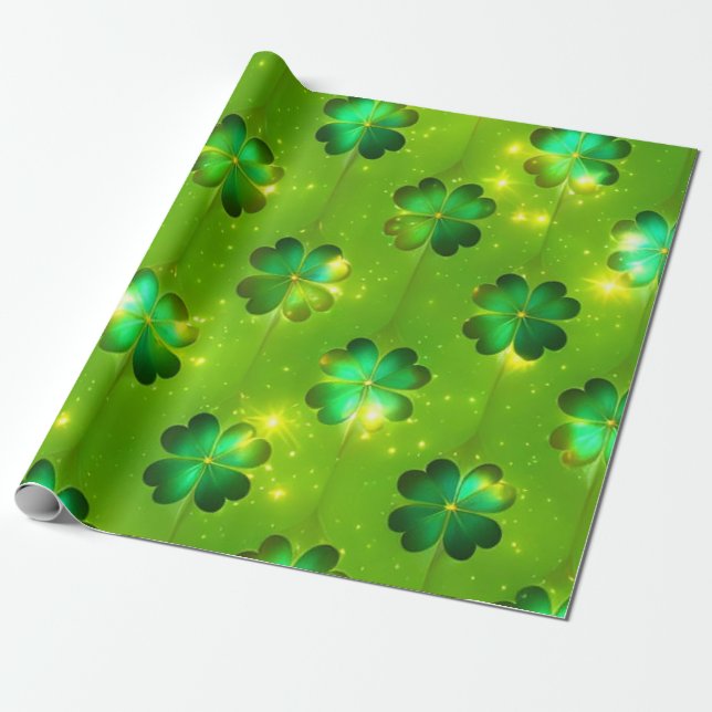 Grüne populäre St Patrick's Day Clover Collection Geschenkpapier (Ungerollt)