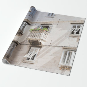 GRÜNE PUNKTE PFLANZE AUF BROWN CONCRETE HOUSE BALC GESCHENKPAPIER