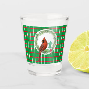 Grüne Quadrate mit roten und weißen Linien, Schieb Schnapsglas