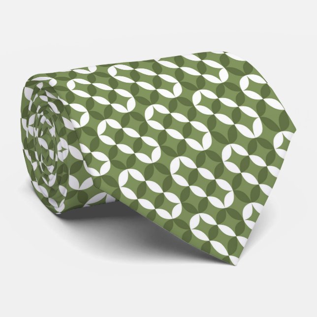 Grüne Quadrate Retro 60er 70er Jahre Pattern Neckt Krawatte (Gerollt)