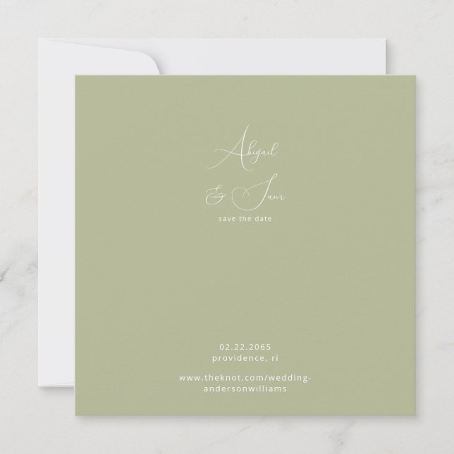 Grüne quadratische Hochzeit - Termin vormerken Save The Date (Vorderseite)