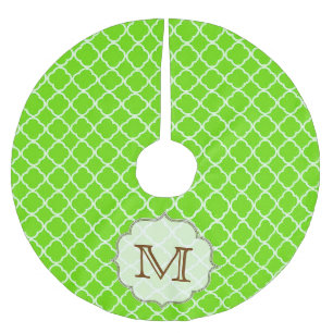 Grüne Quarterfolie Monogram, anfänglicher Baumrock Polyester Weihnachtsbaumdecke