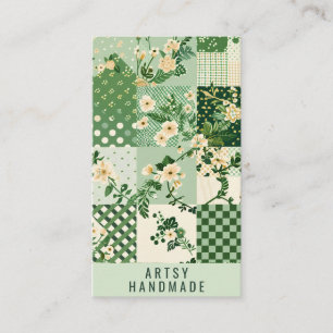 Grüne Quilt-Patchwork-Handmade-Kleidung Visitenkarte