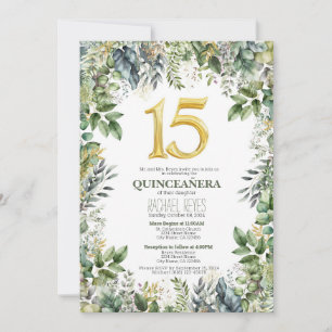 Grüne Quinceañera-Einladungsvorlage Einladung