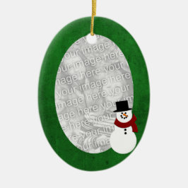 Grüne Rahmen-Schneemann-Verzierung Keramik Ornament