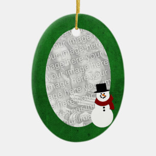 Grüne Rahmen-Schneemann-Verzierung Keramik Ornament